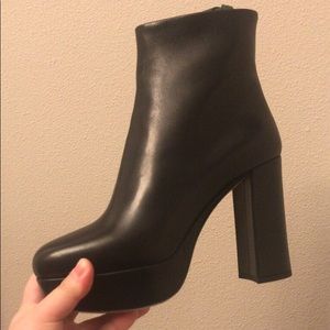 New Miu Miu Platform Leather Boots Sz 35